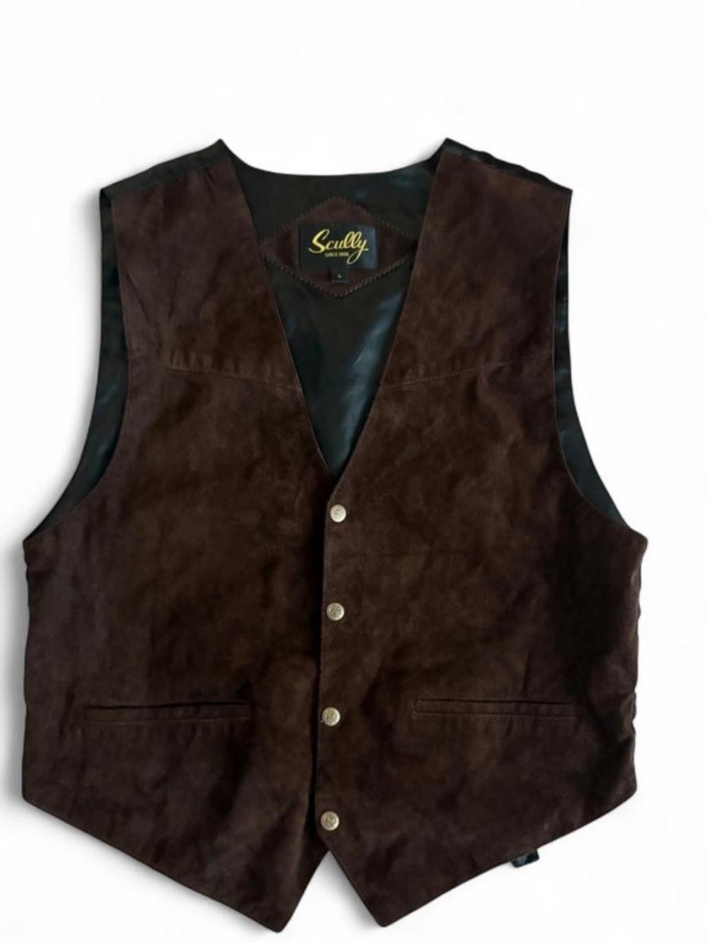 Scully Men's Dark Brown leather Suede Vest L